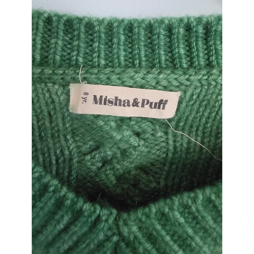 Misha & Puff Braided Sweater in the Emerald 8 Yrs